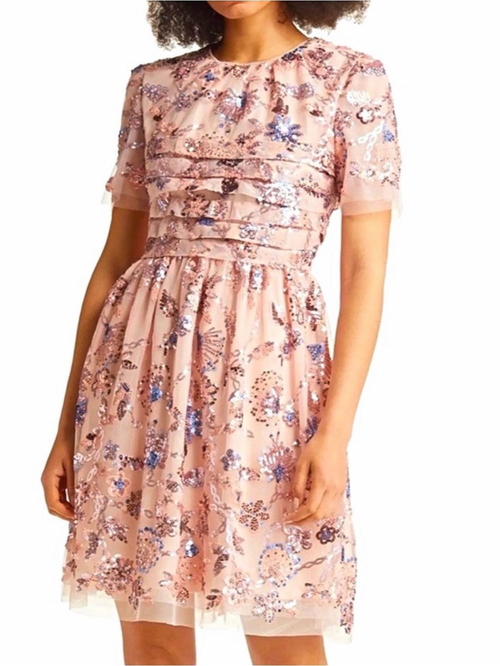 Rachel Parcell Peach Sequin Floral Cocktail Dress